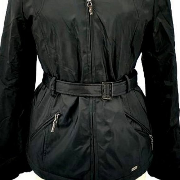 Rampage Outerwear Black Belted Trench Faux Fur Jacket - Picture 4 of 12